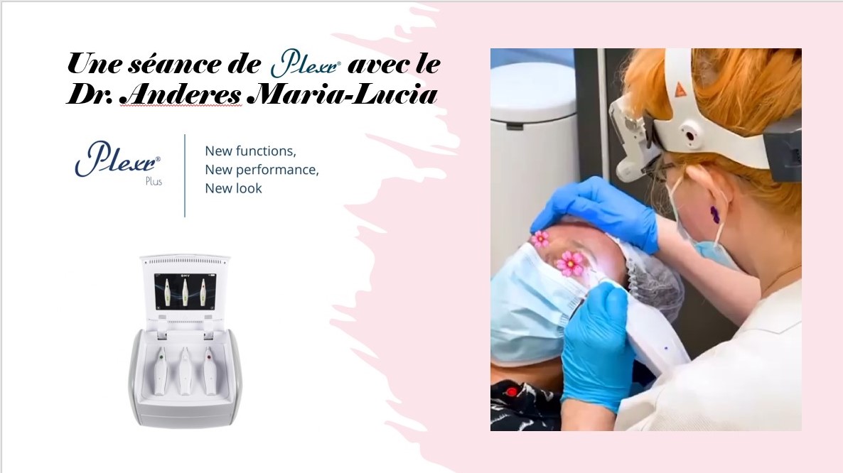 Séance de Plexr® sur les paupières par le Dr Maria Lucia Anderes, au cabinet à Toulouse